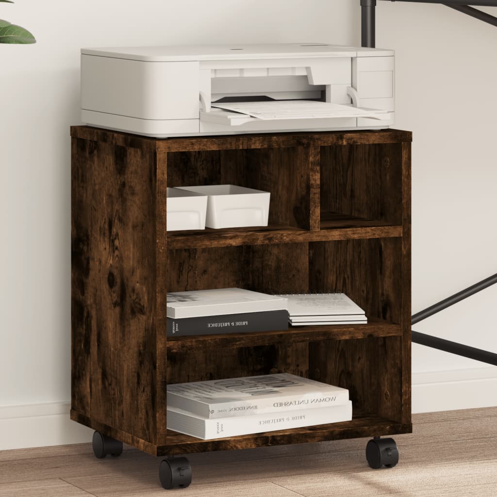 vidaXL Soporte para impresora con ruedas roble ahumado 41x32x48 cm
