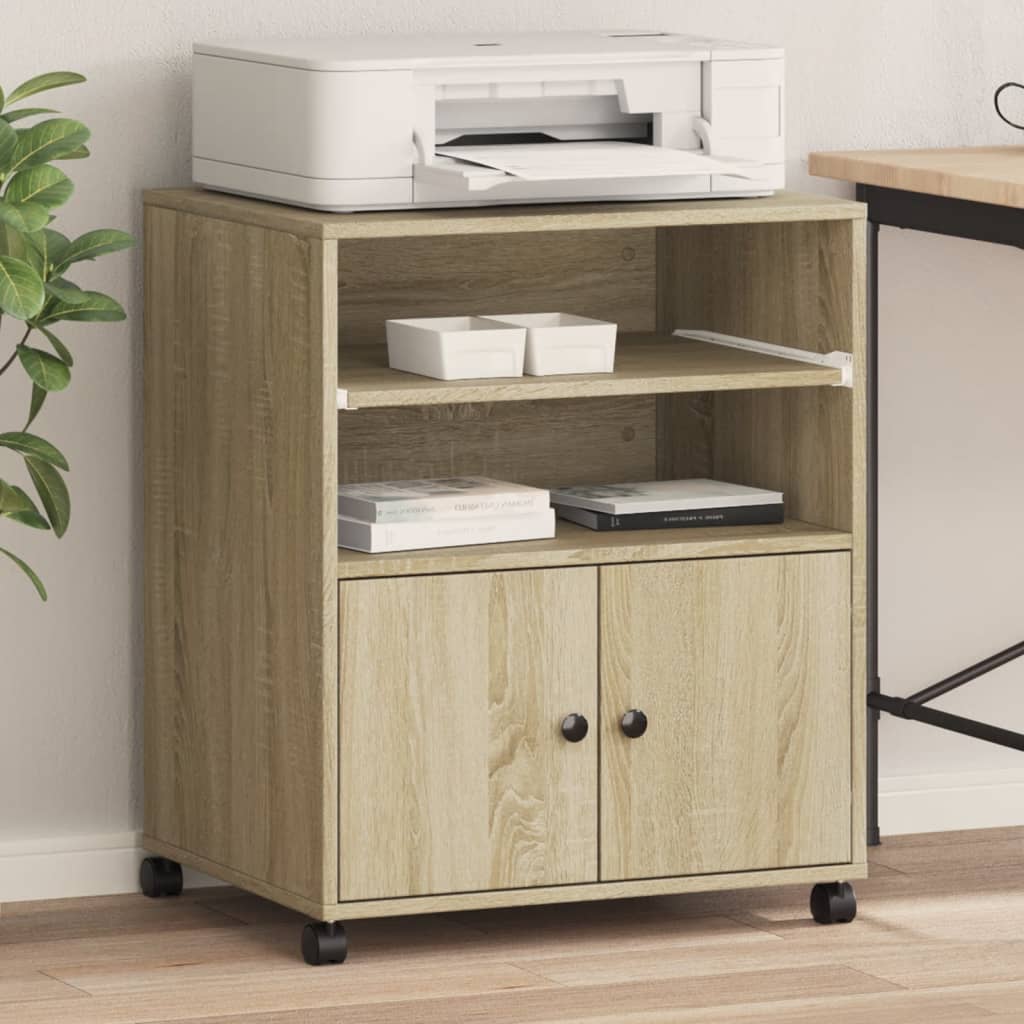 vidaXL Soporte para impresora con ruedas roble Sonoma 60x48x74 cm