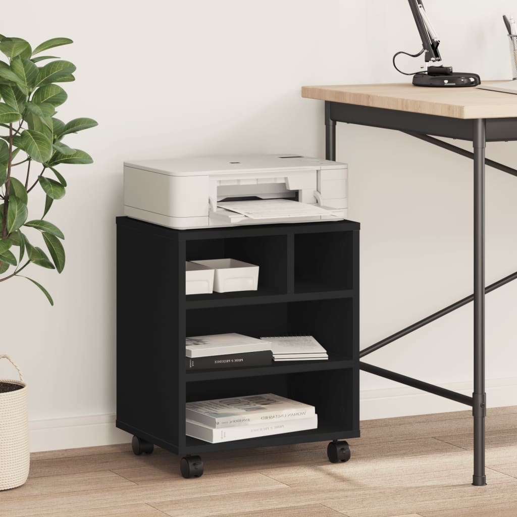 vidaXL Soporte para impresora con ruedas negro 41x32x48 cm - Image 3