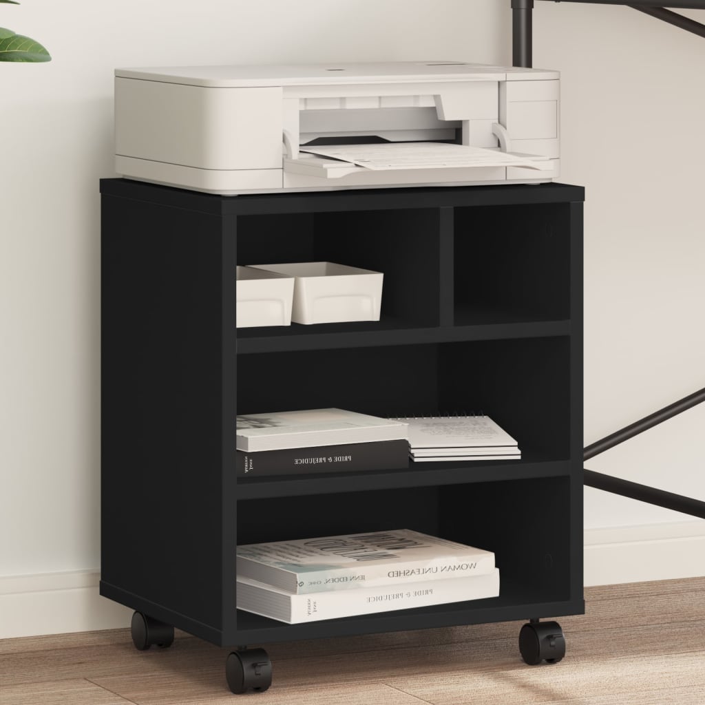 vidaXL Soporte para impresora con ruedas negro 41x32x48 cm