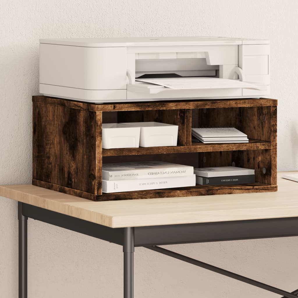 vidaXL Soporte impresora madera ingeniería roble ahumado 49x40x22,5 cm