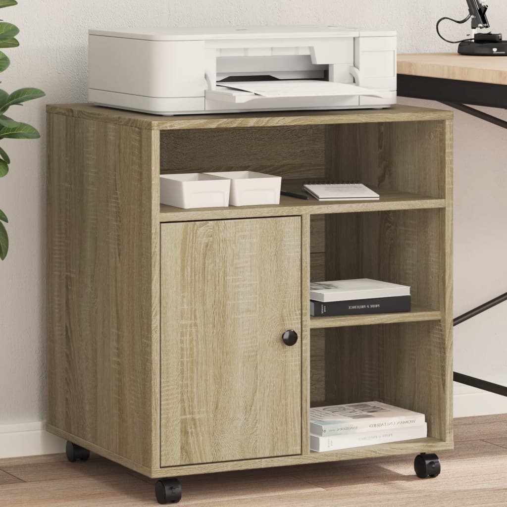 vidaXL Soporte para impresora con ruedas roble Sonoma 60x50x67 cm