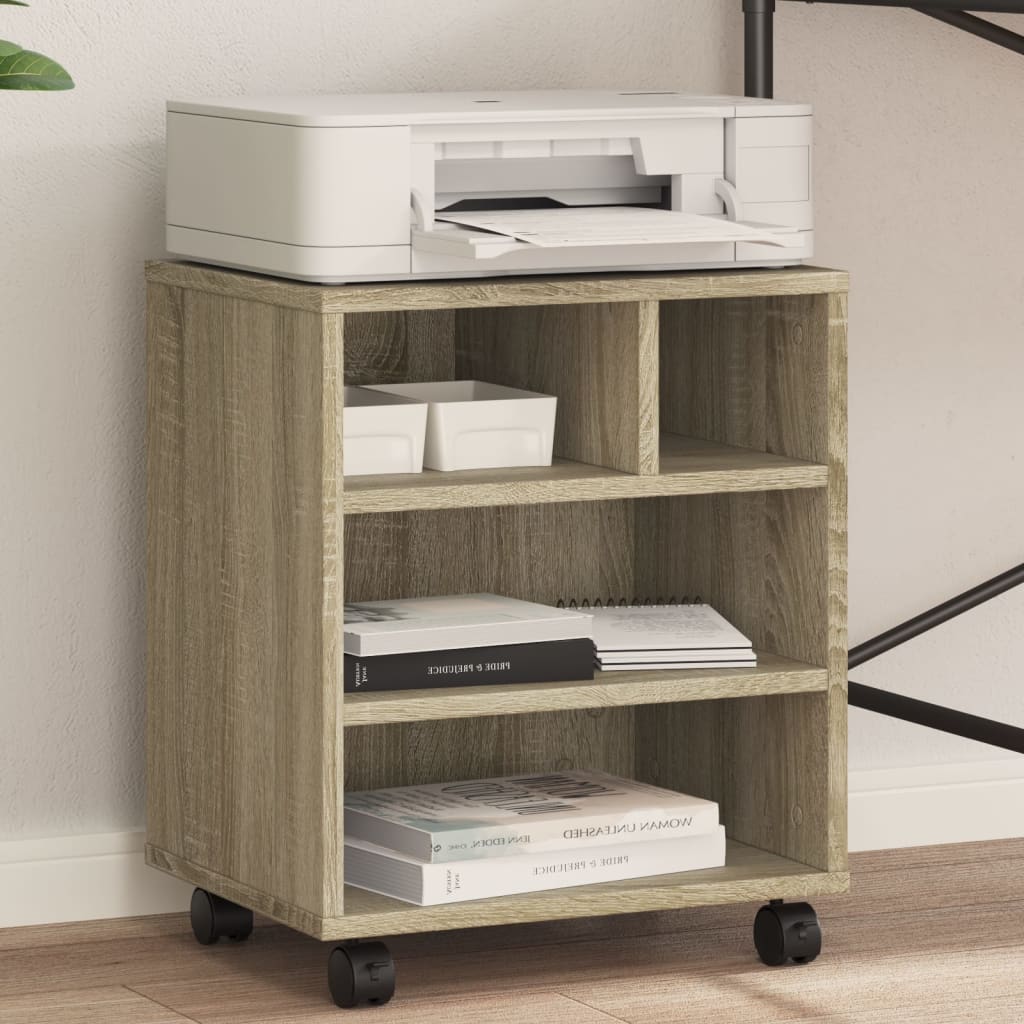 vidaXL Soporte para impresora con ruedas roble Sonoma 41x32x48 cm