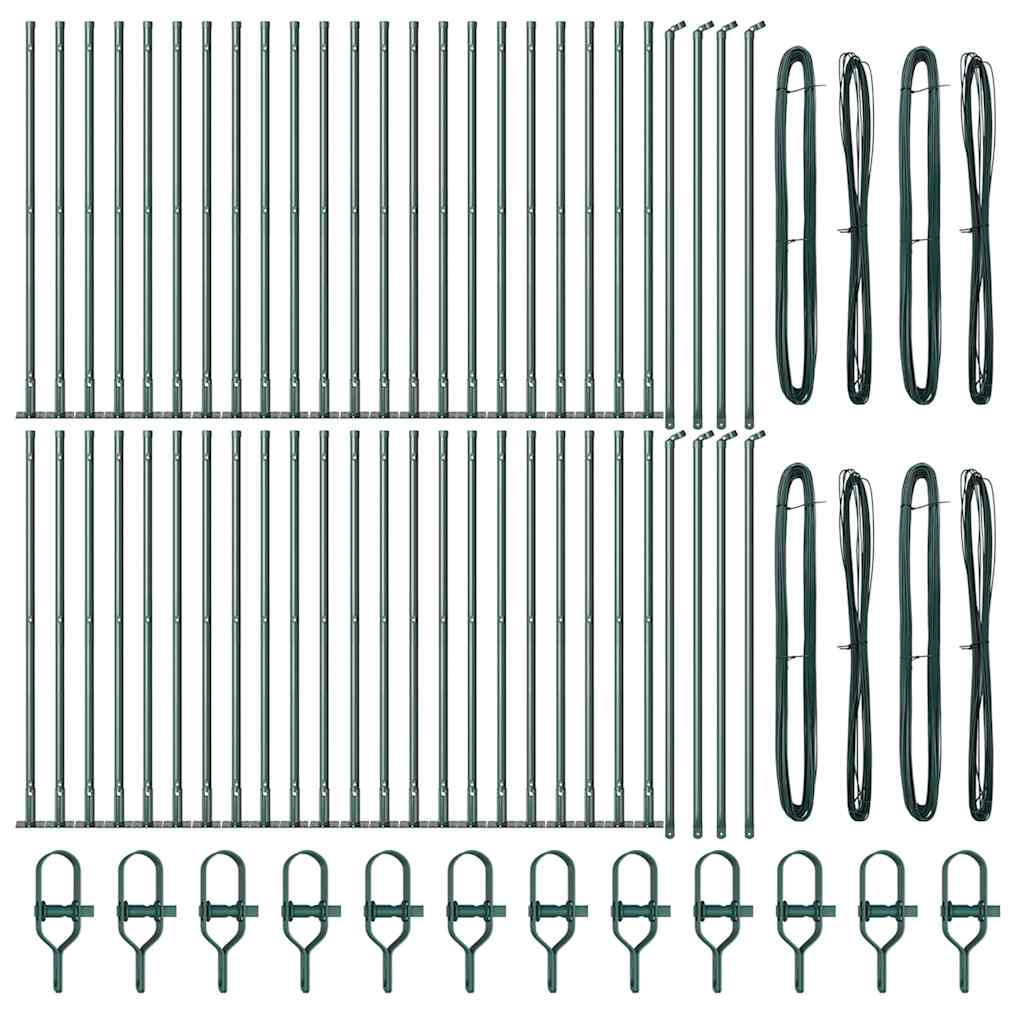 vidaXL Zaunpfosten Sonstiges 52 pcs Grau 3,2 x 3,2 x 90 cm Stahl - Image 3