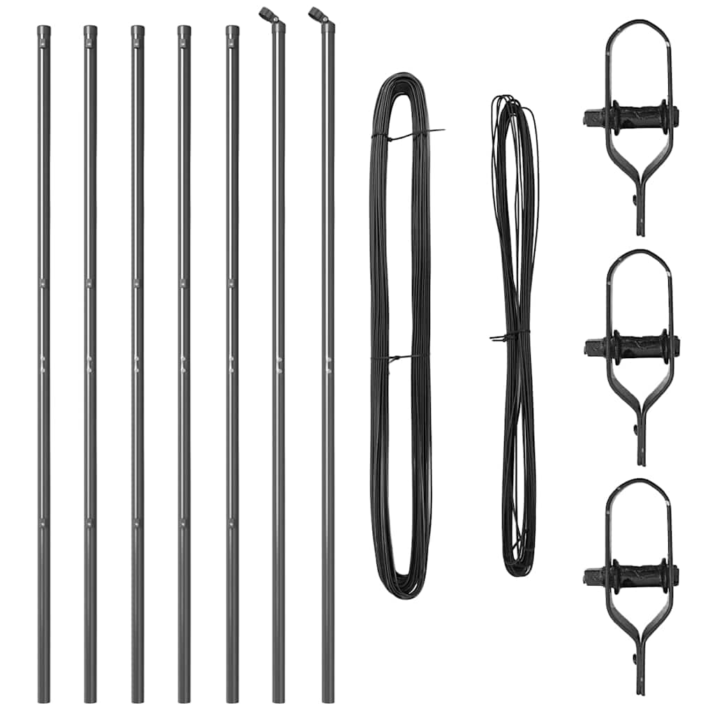 vidaXL Zaunpfosten 7 pcs Grau Ø32mm 190 cm Verzinkter Stahl - Image 3