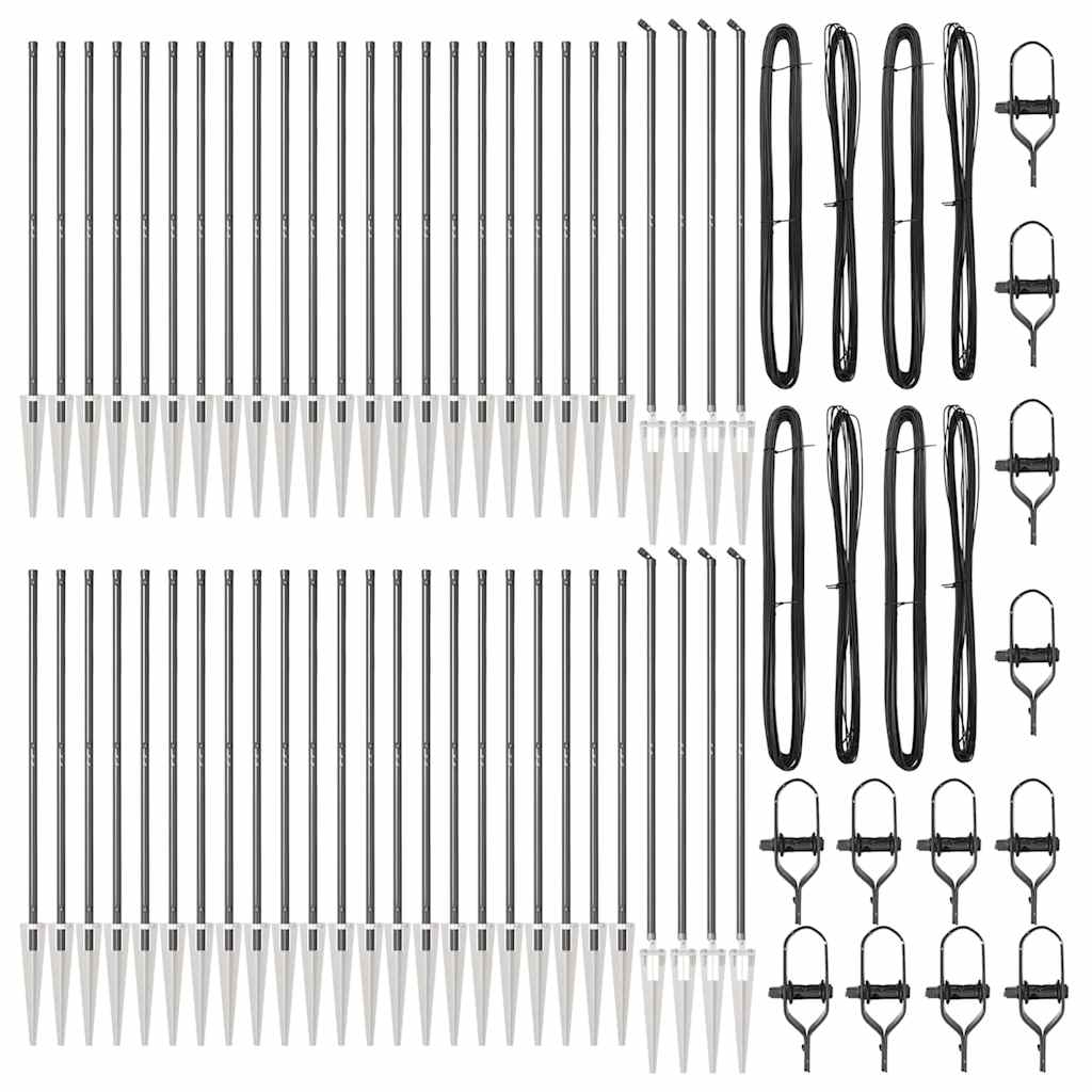 vidaXL Zaunpfosten Sonstiges 52 pcs Grau 3,2 x 3,2 x 180 cm Stahl - Image 3