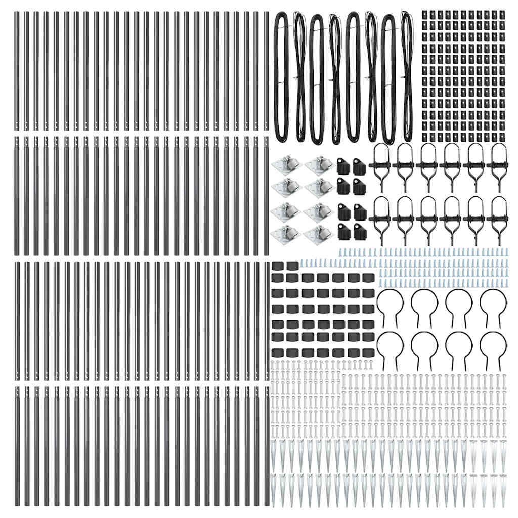 vidaXL Zaunpfosten Sonstiges 52 pcs Grau 3,2 x 3,2 x 180 cm Stahl - Image 4