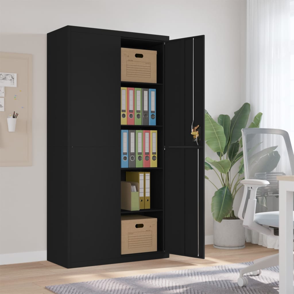 vidaXL Armario archivador de acero negro 90x40x180 cm