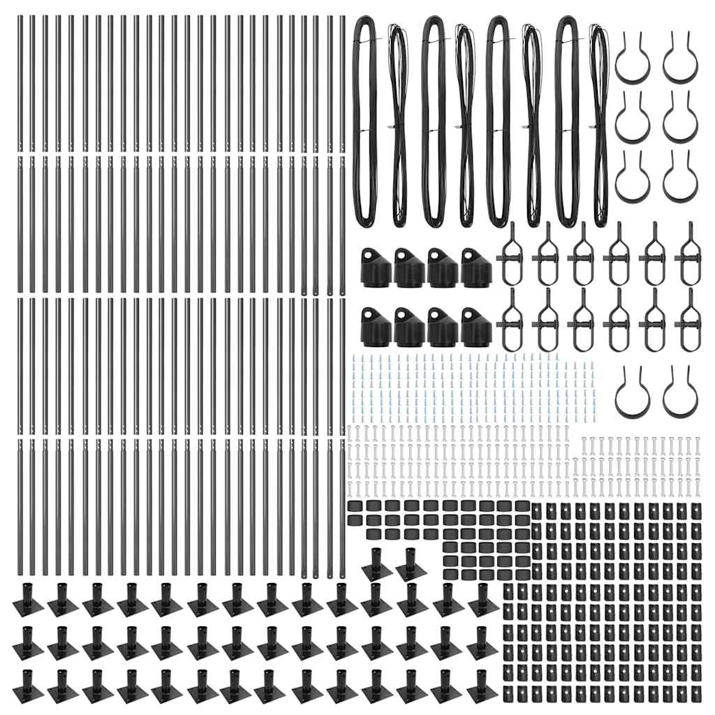 vidaXL Zaunpfosten Sonstiges 52 pcs Grau 3,2 x 3,2 x 88,5 cm Stahl - Image 4
