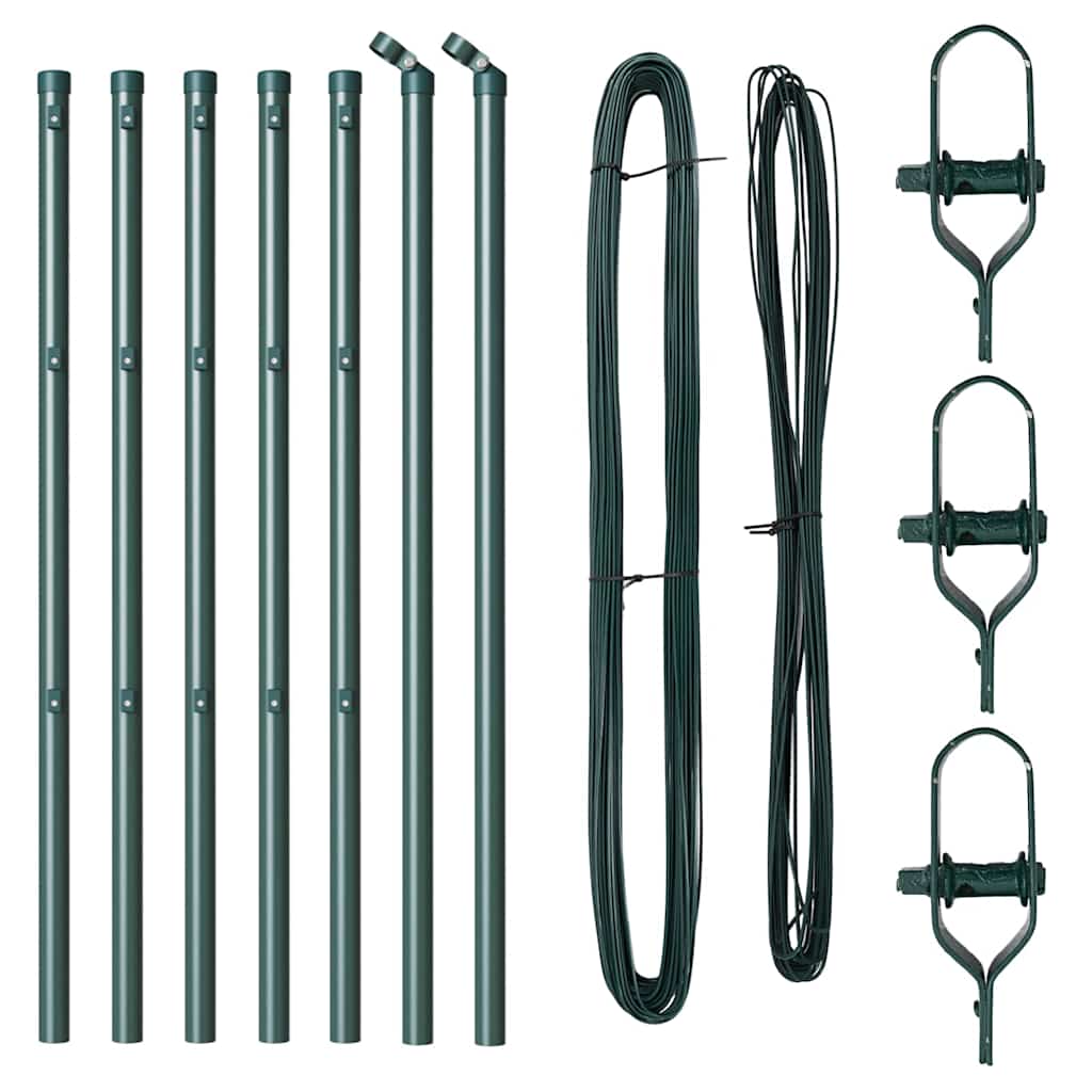 vidaXL Zaunpfosten 7 pcs Grün Ø32mm 80 cm Verzinkter Stahl - Image 3