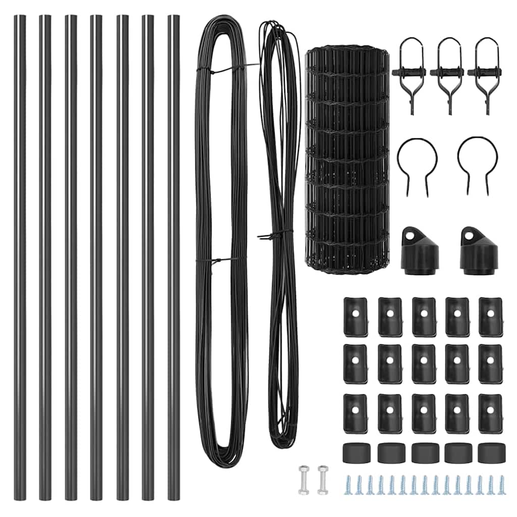 vidaXL Zaun mit Pfosten Grau 0,4 x 10 m Stahl - Image 5