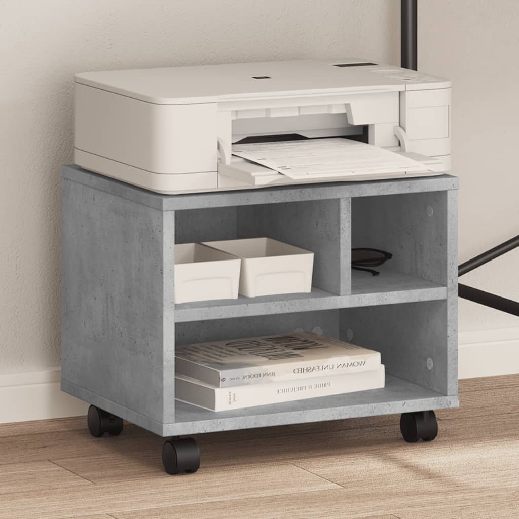vidaXL Soporte para impresora con ruedas gris hormigón 41x32x34,5 cm