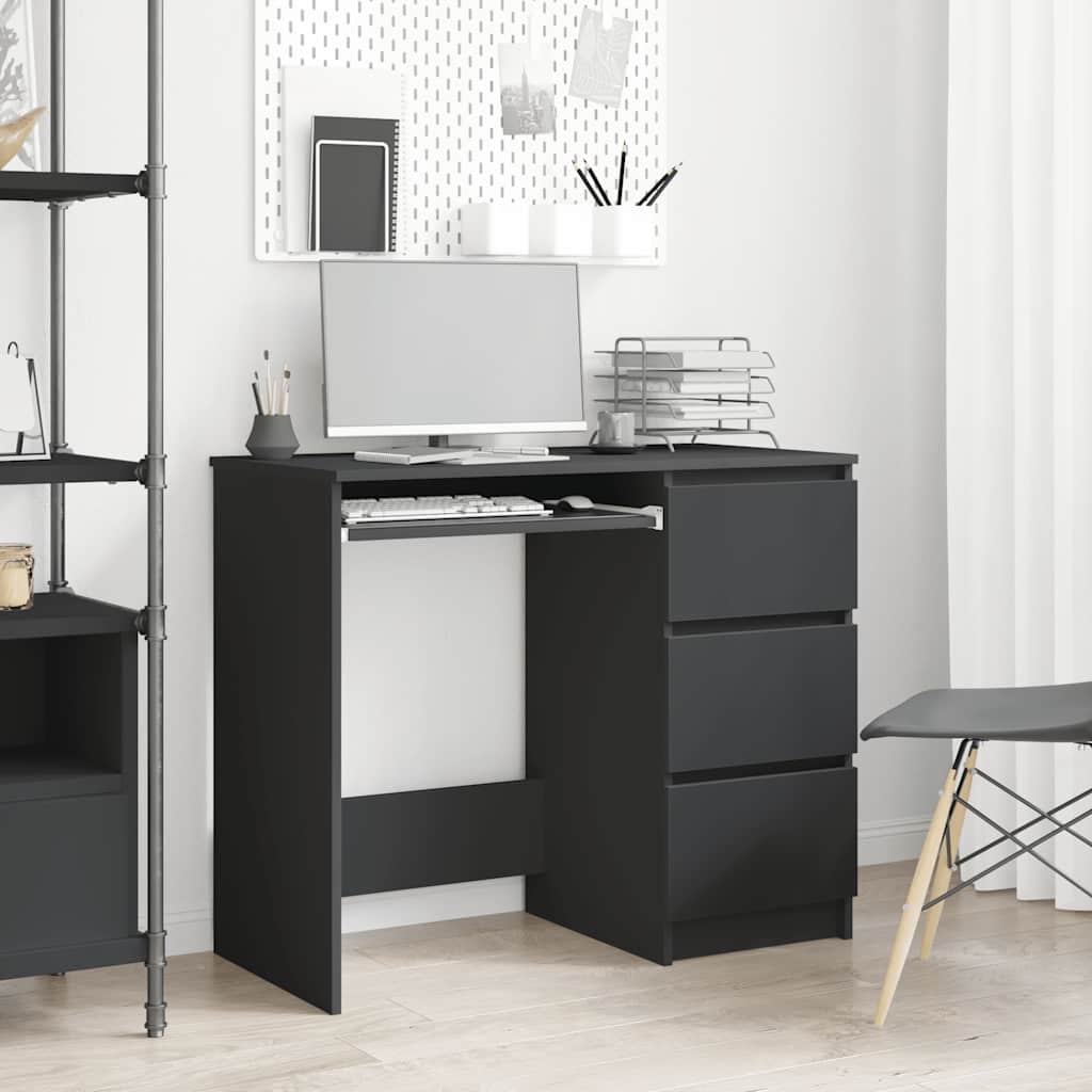 vidaXL Escritorio de madera contrachapada negro 90x45x76 cm