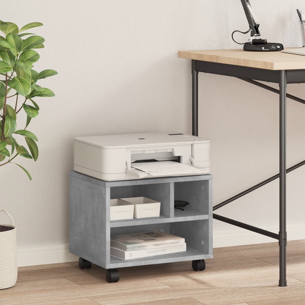 vidaXL Soporte para impresora con ruedas gris hormigón 41x32x34,5 cm - Image 3