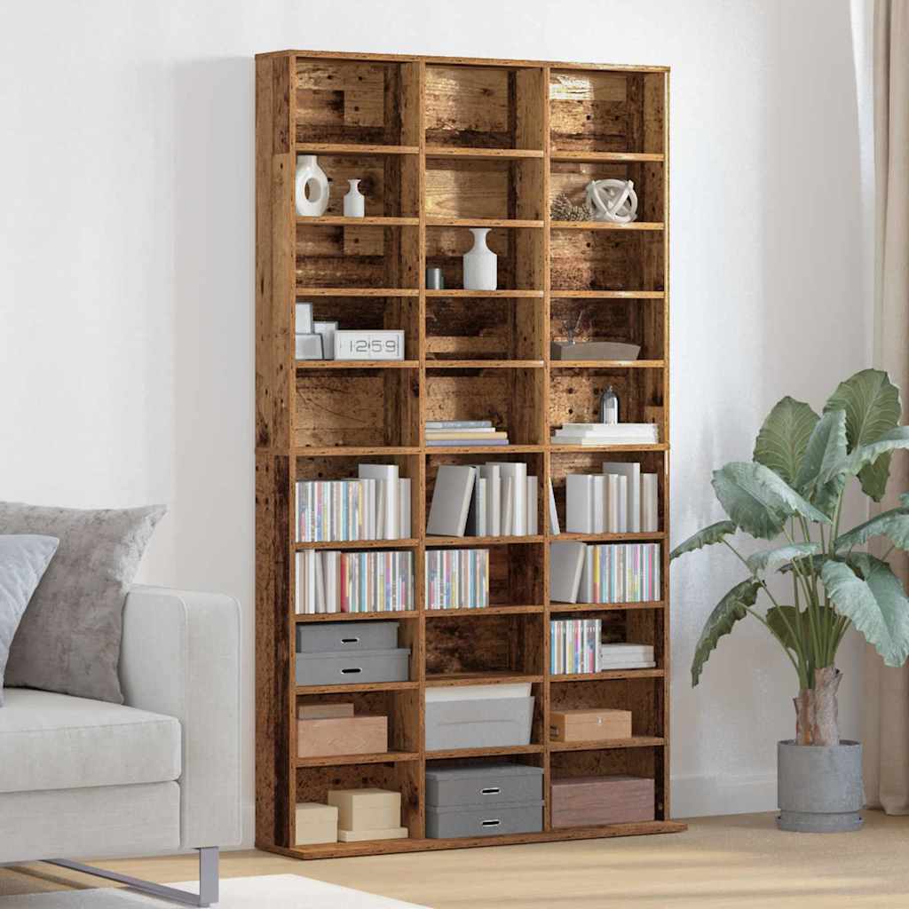 vidaXL Mueble para CD con estante Madera vieja 101 x 23 x 177.5 cm