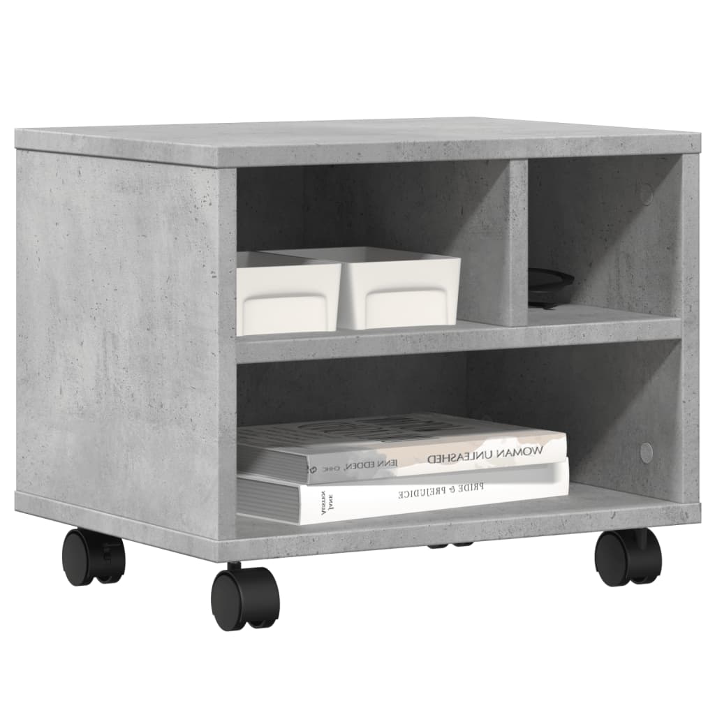 vidaXL Soporte para impresora con ruedas gris hormigón 41x32x34,5 cm - Image 4