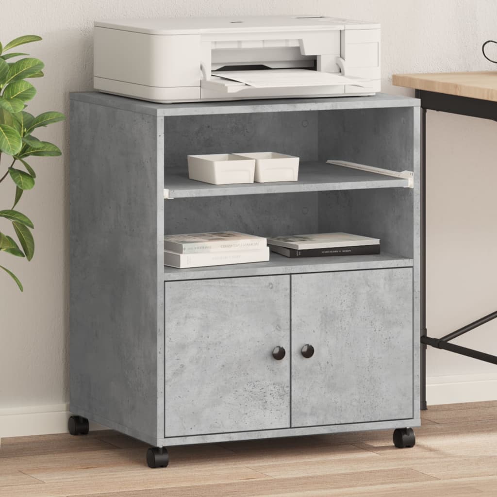vidaXL Soporte para impresora con ruedas gris hormigón 60x48x74 cm