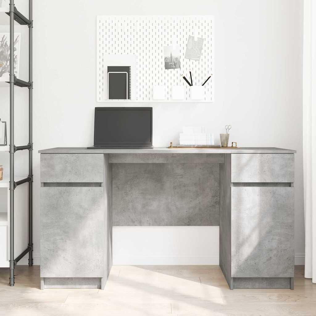 vidaXL Escritorio Gris hormigón 140 x 49 x 76 cm Madera contrachapada - Image 4