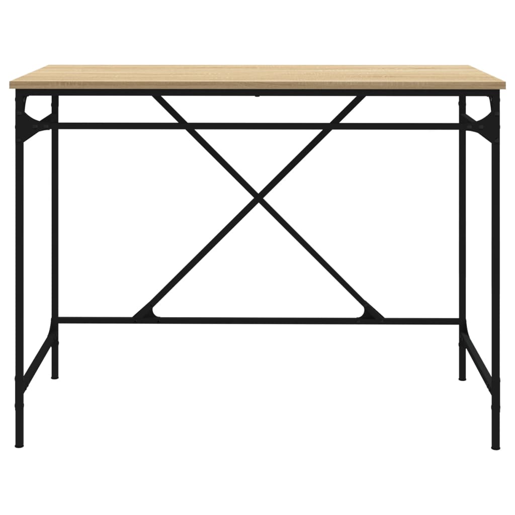 vidaXL Escritorio hierro madera contrachapada roble Sonoma 100x50x75cm - Image 5