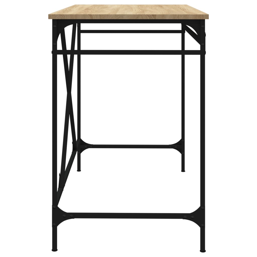 vidaXL Escritorio hierro madera contrachapada roble Sonoma 100x50x75cm - Image 6