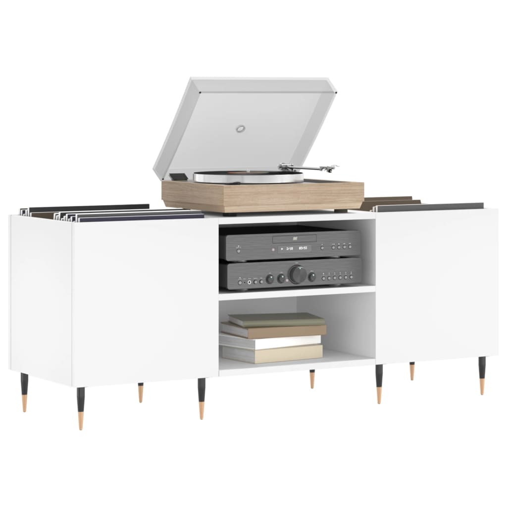 vidaXL Mueble para discos madera contrachapada blanco 121x38x48 cm - Image 3
