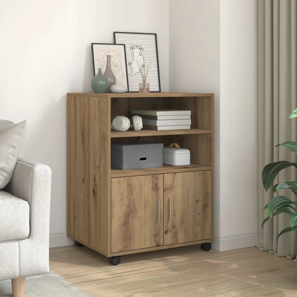 vidaXL Armario con ruedas madera ingeniería roble artisian 60x48x81 cm