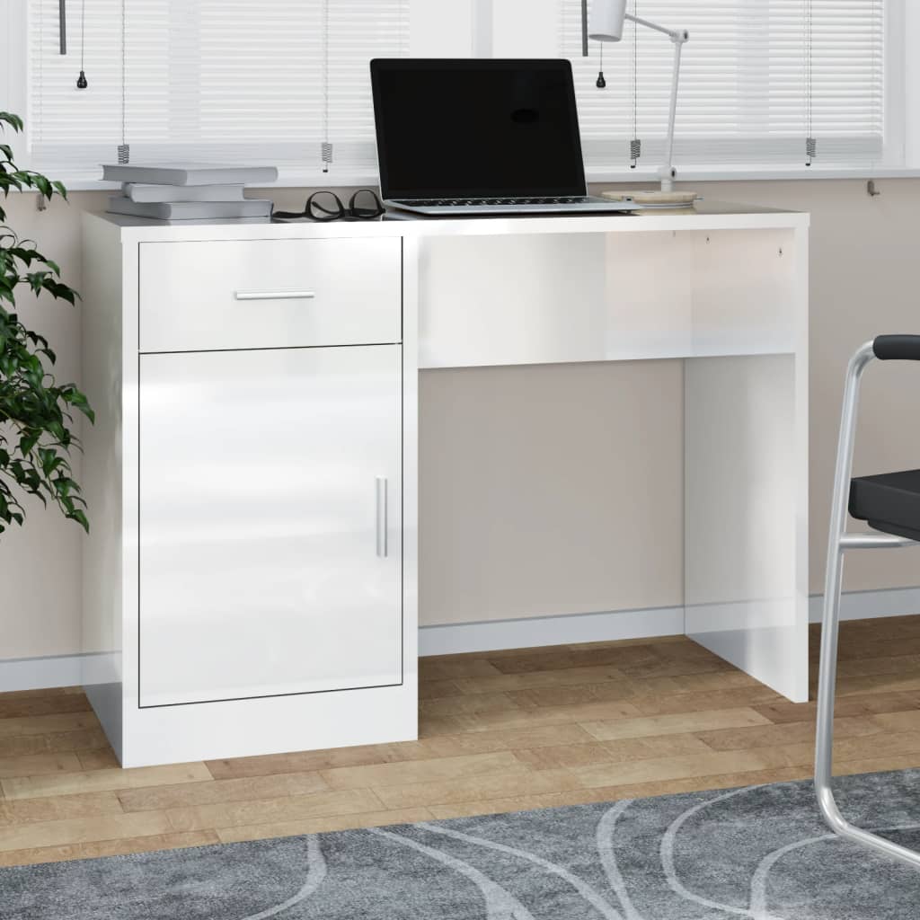 vidaXL Escritorio con cajón y armario contrachapada 100x40x73 cm