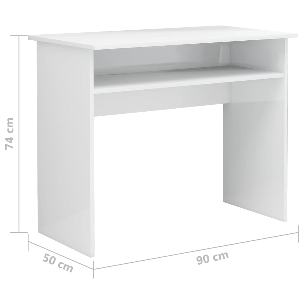 vidaXL Escritorio de madera contrachapada blanco brillo 90x50x74 cm - Image 6