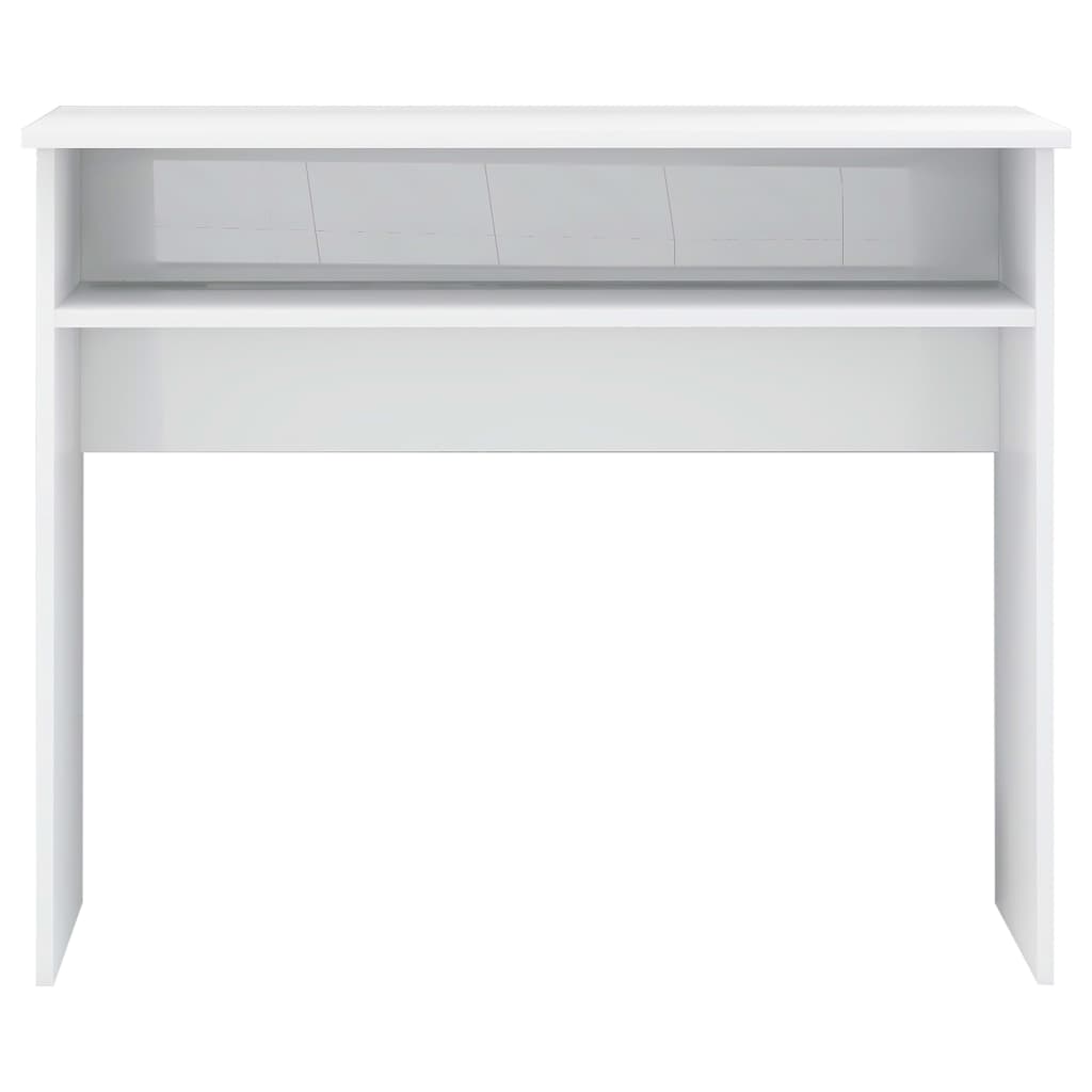 vidaXL Escritorio de madera contrachapada blanco brillo 90x50x74 cm - Image 4