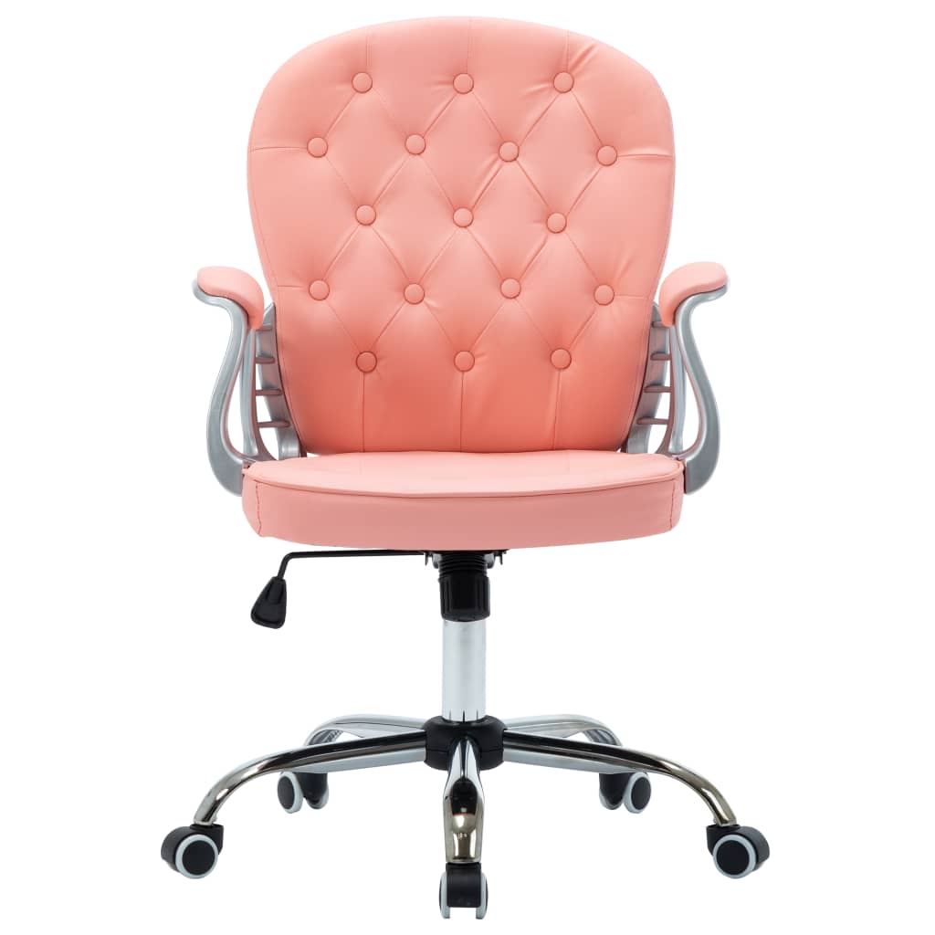 vidaXL Silla de oficina giratoria de cuero sintético rosa - Image 3