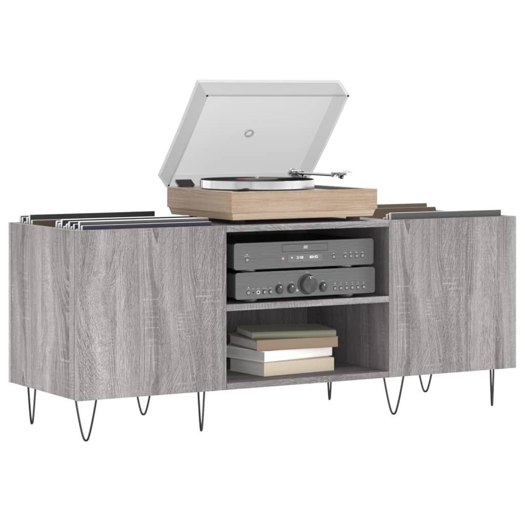 vidaXL Mueble para discos madera contrachapada gris sonoma 121x38x48cm - Image 3