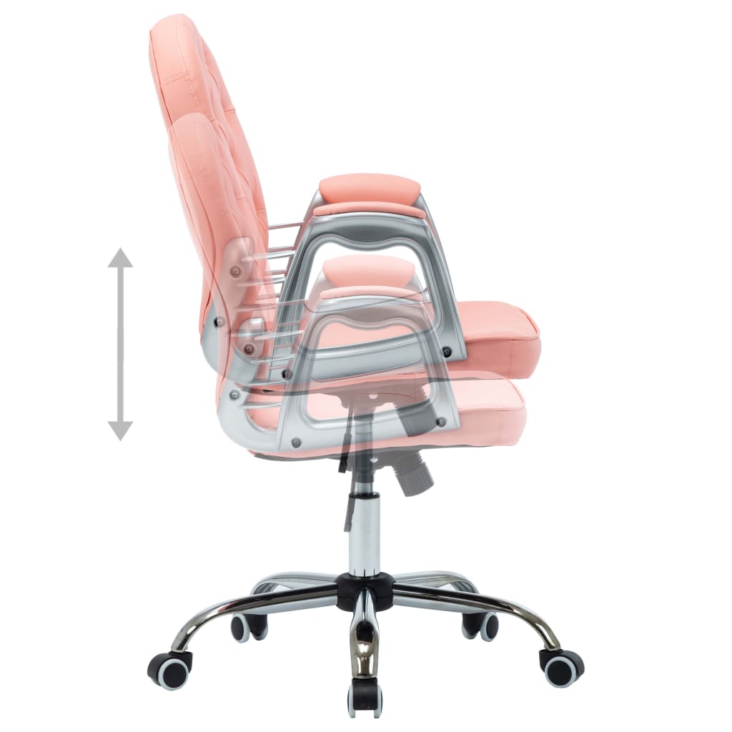 vidaXL Silla de oficina giratoria de cuero sintético rosa - Image 5