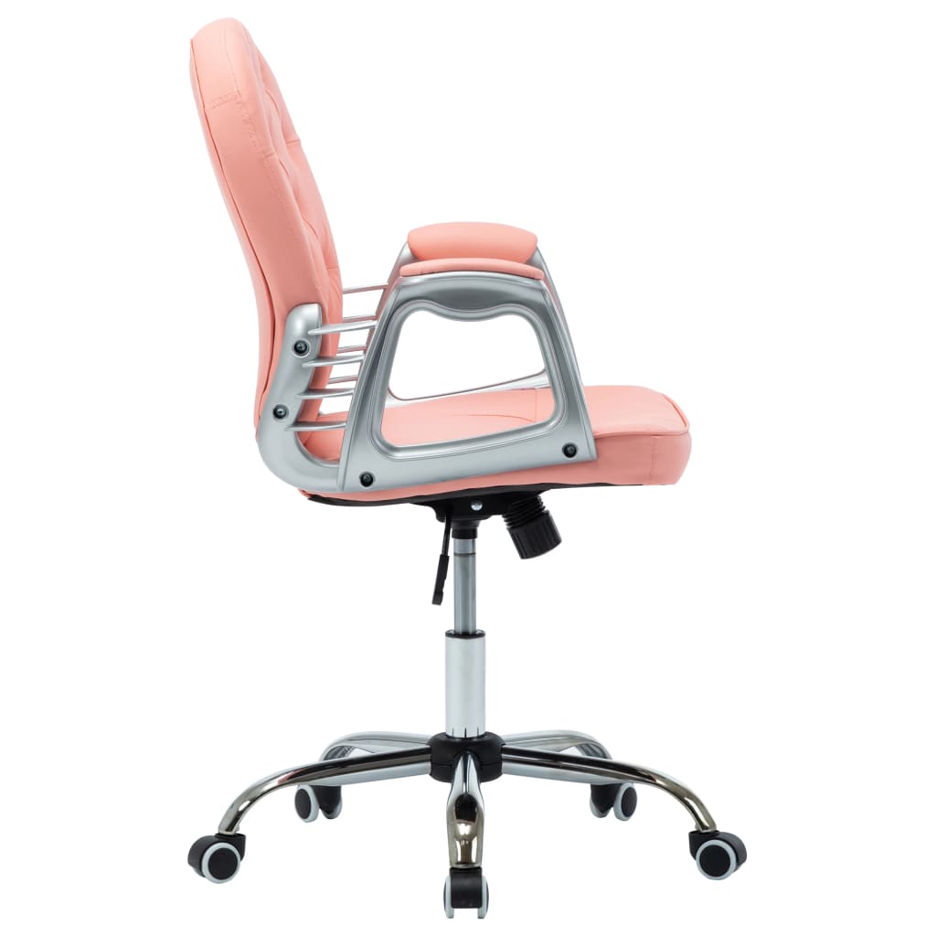 vidaXL Silla de oficina giratoria de cuero sintético rosa - Image 4