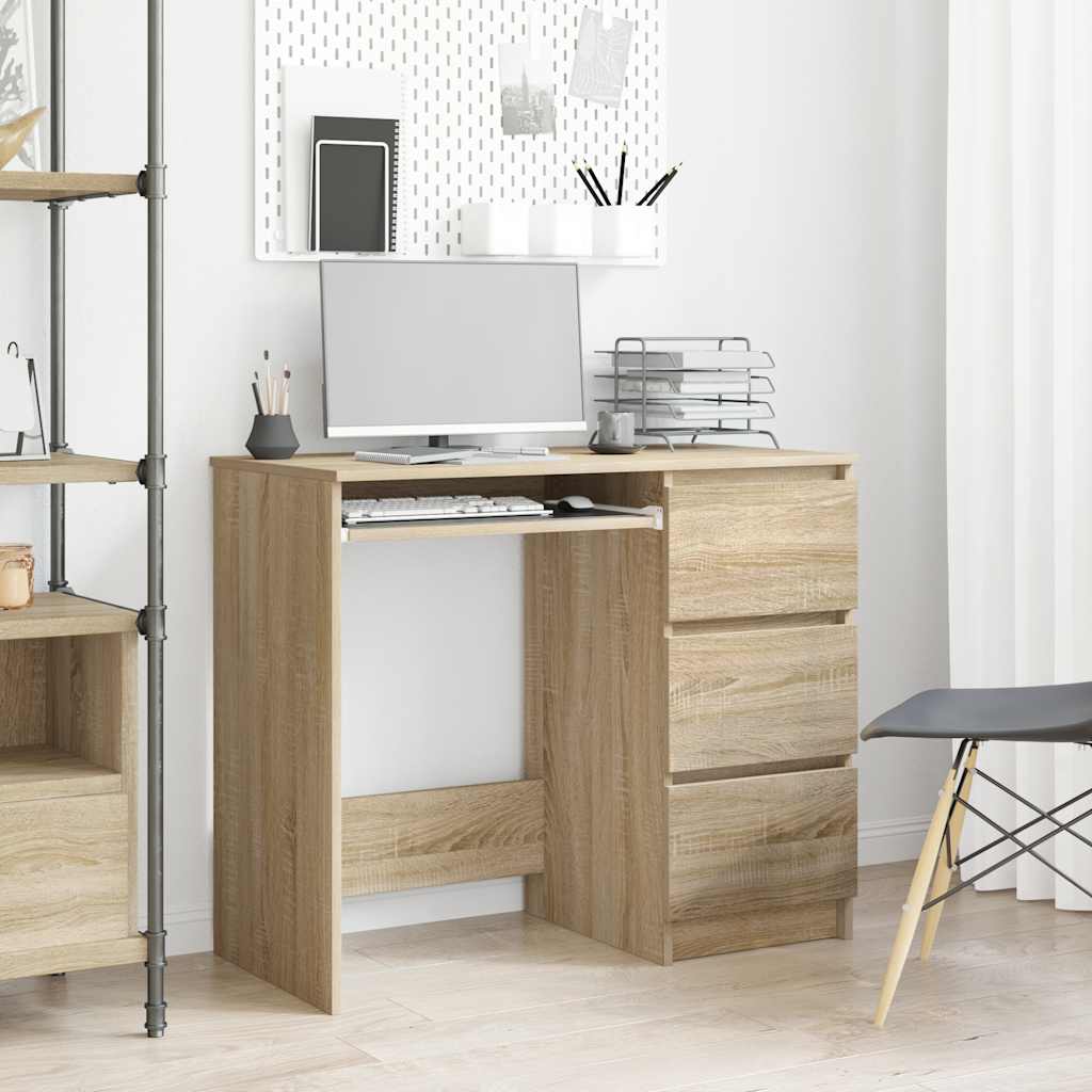 vidaXL Escritorio madera contrachapada color roble Sonoma 90x45x76 cm