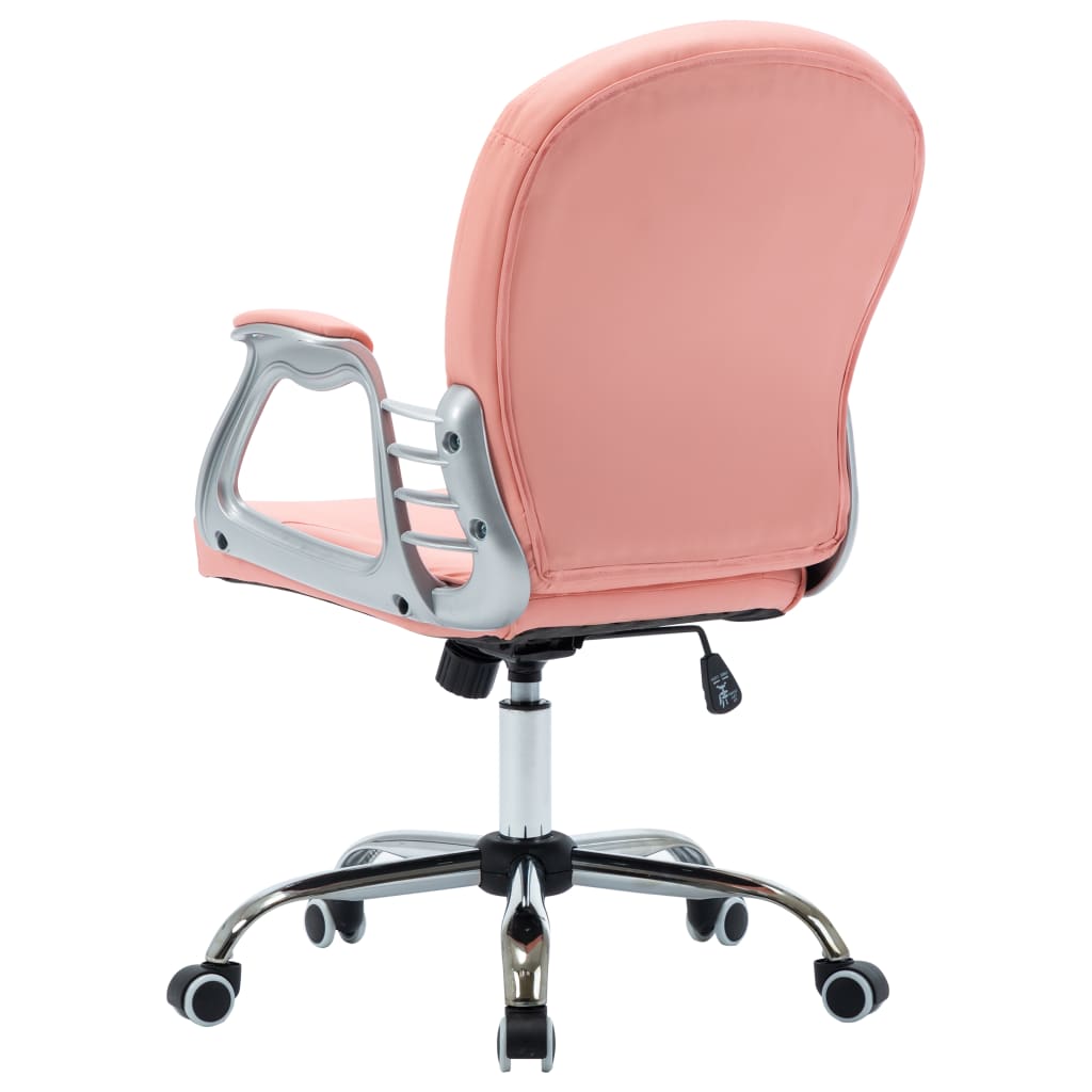 vidaXL Silla de oficina giratoria de cuero sintético rosa - Image 6