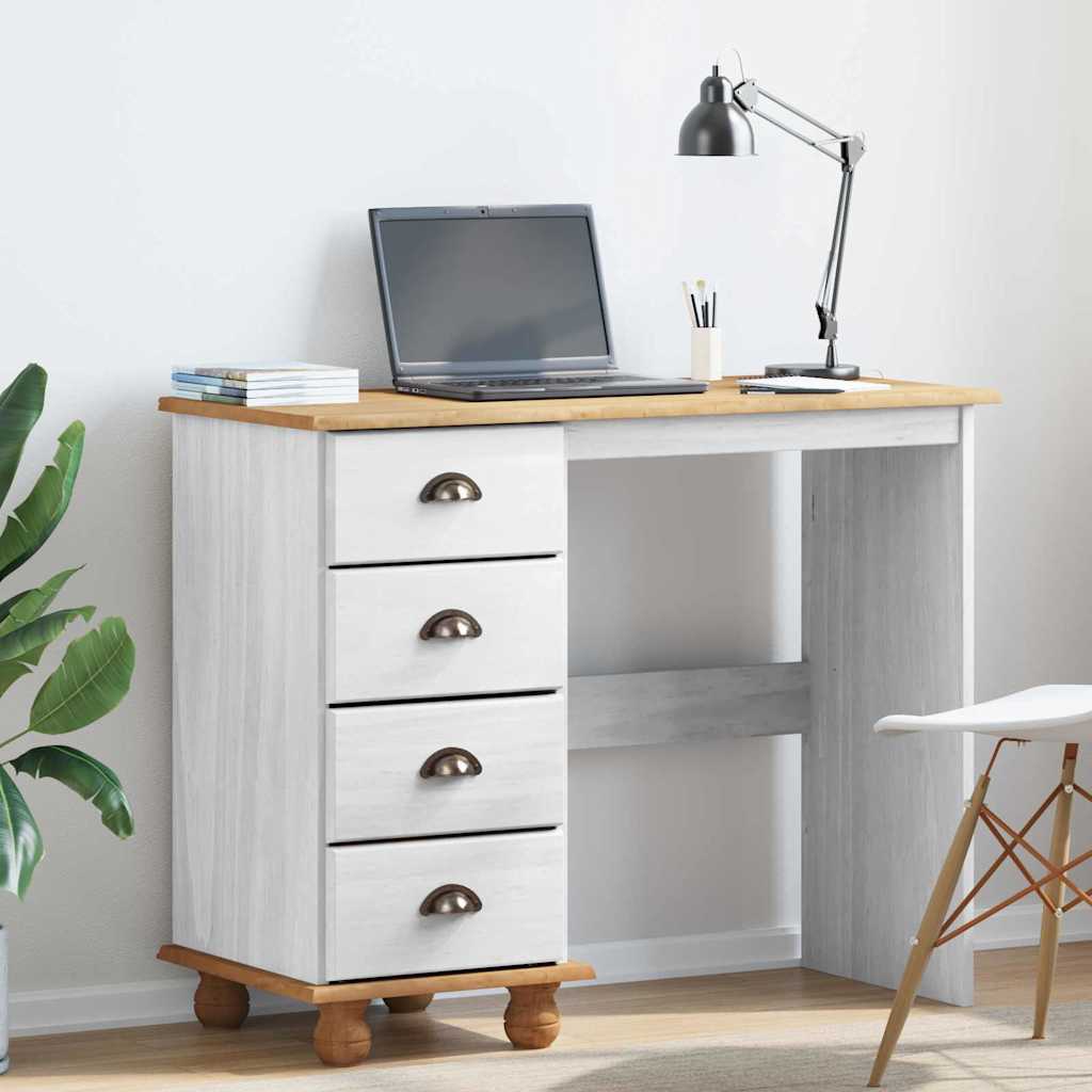 vidaXL Escritorio ASKIM Blanco 95 x 40 x 75 cm Madera maciza de pino