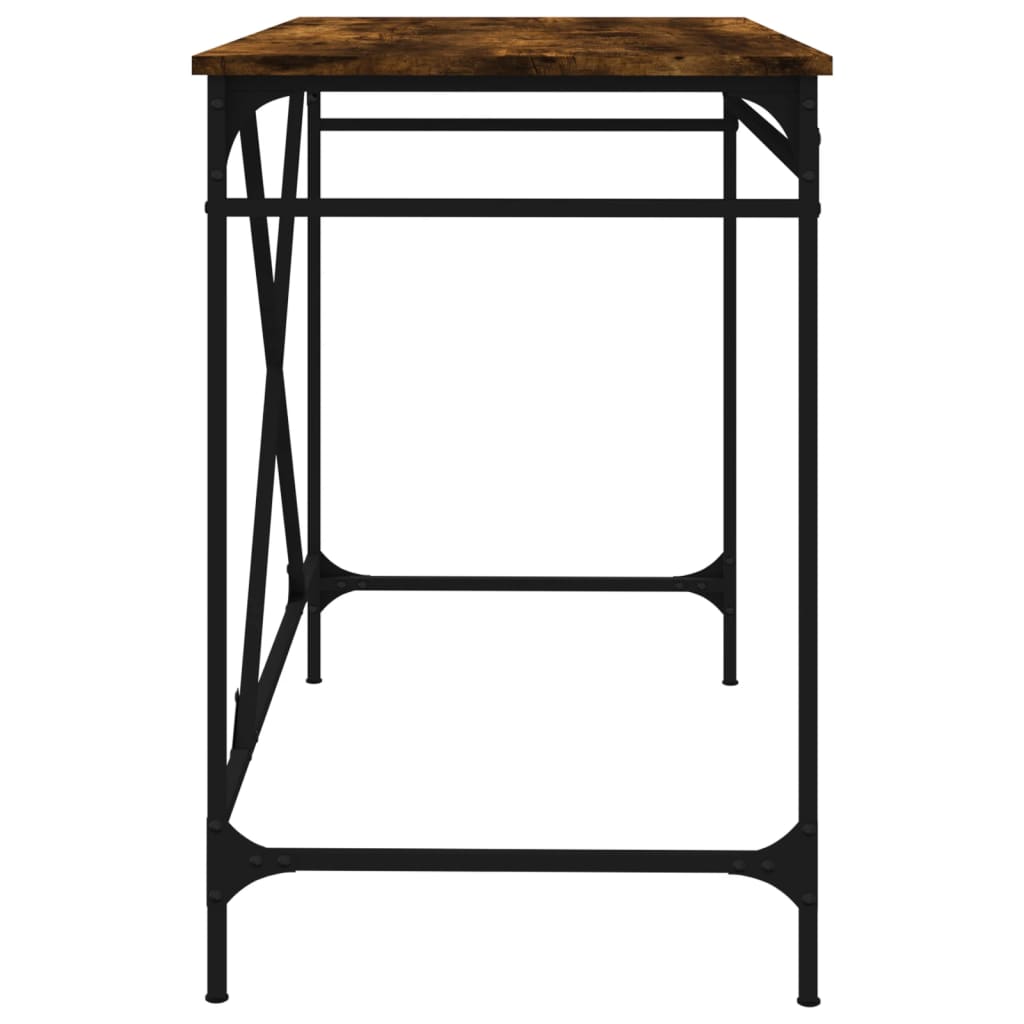 vidaXL Escritorio hierro madera contrachapada roble humo 100x50x75 cm - Image 6