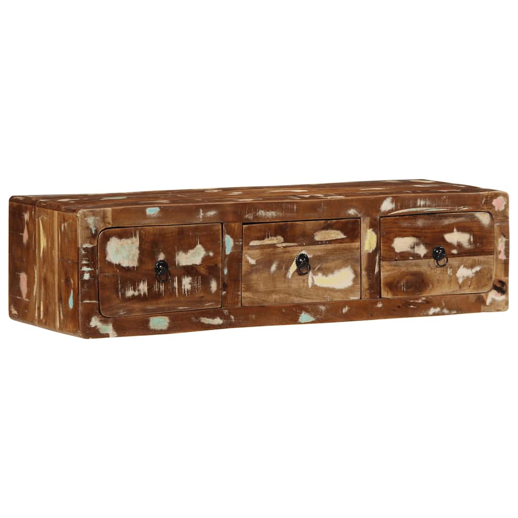 vidaXL Mueble de TV de pared madera maciza reciclada 100x32x25 cm