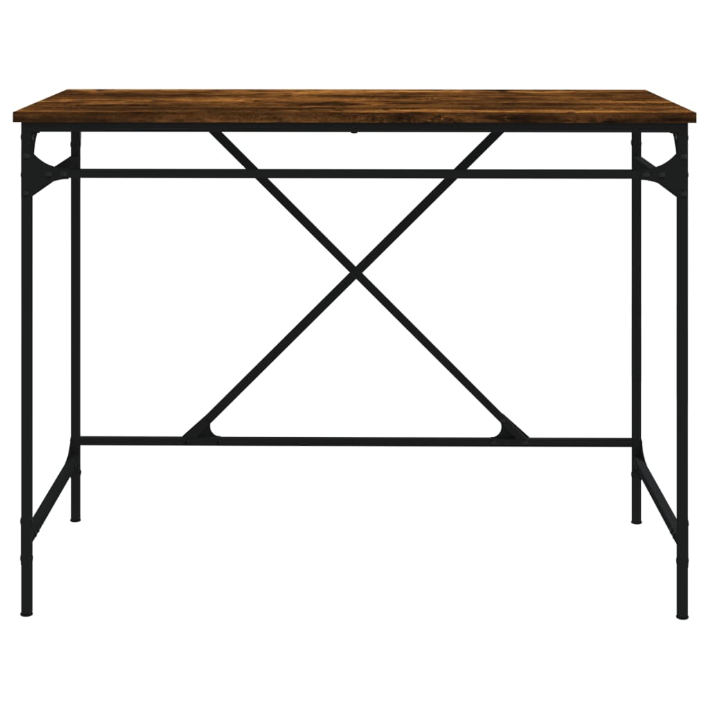 vidaXL Escritorio hierro madera contrachapada roble humo 100x50x75 cm - Image 5