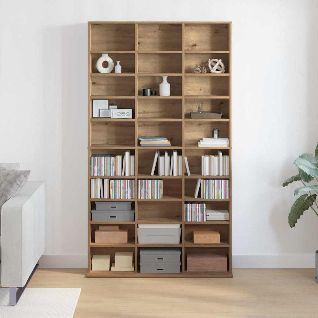 vidaXL Mueble para CD con estante Roble artisan 101 x 23 x 177.5 cm - Image 4