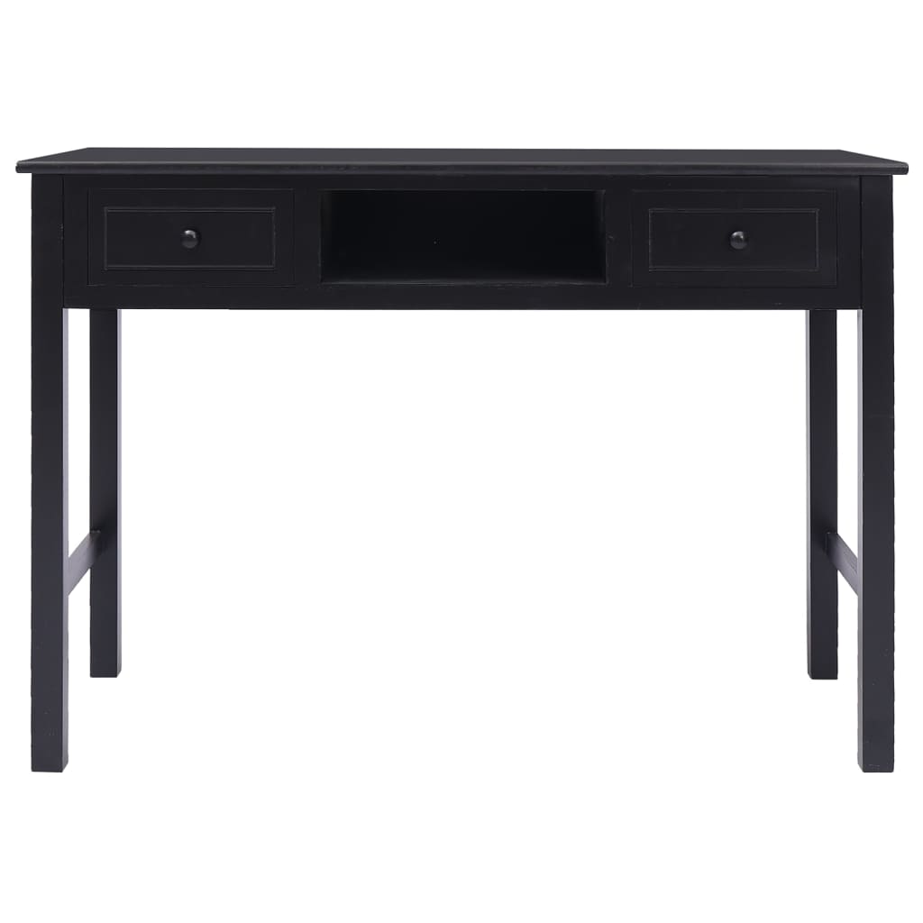 vidaXL Escritorio de madera maciza de Paulownia negro 108x45x76 cm - Image 4