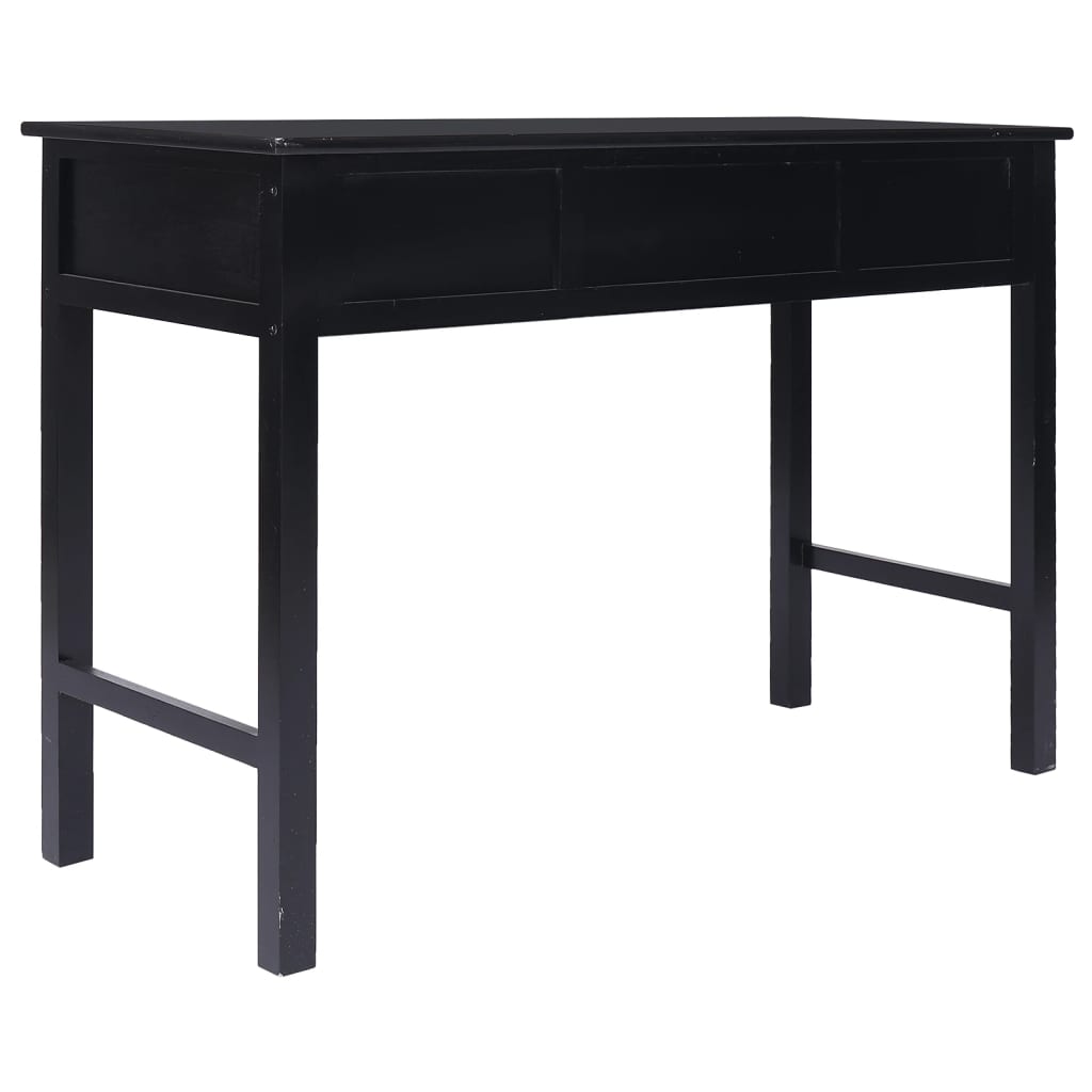 vidaXL Escritorio de madera maciza de Paulownia negro 108x45x76 cm - Image 5