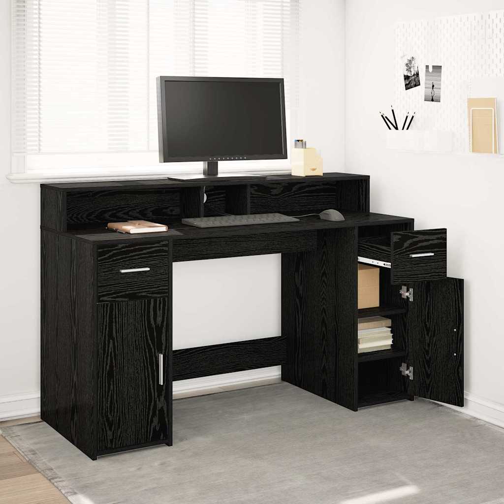 vidaXL Escritorio Roble negro 140 x 55 x 91 cm Madera contrachapada