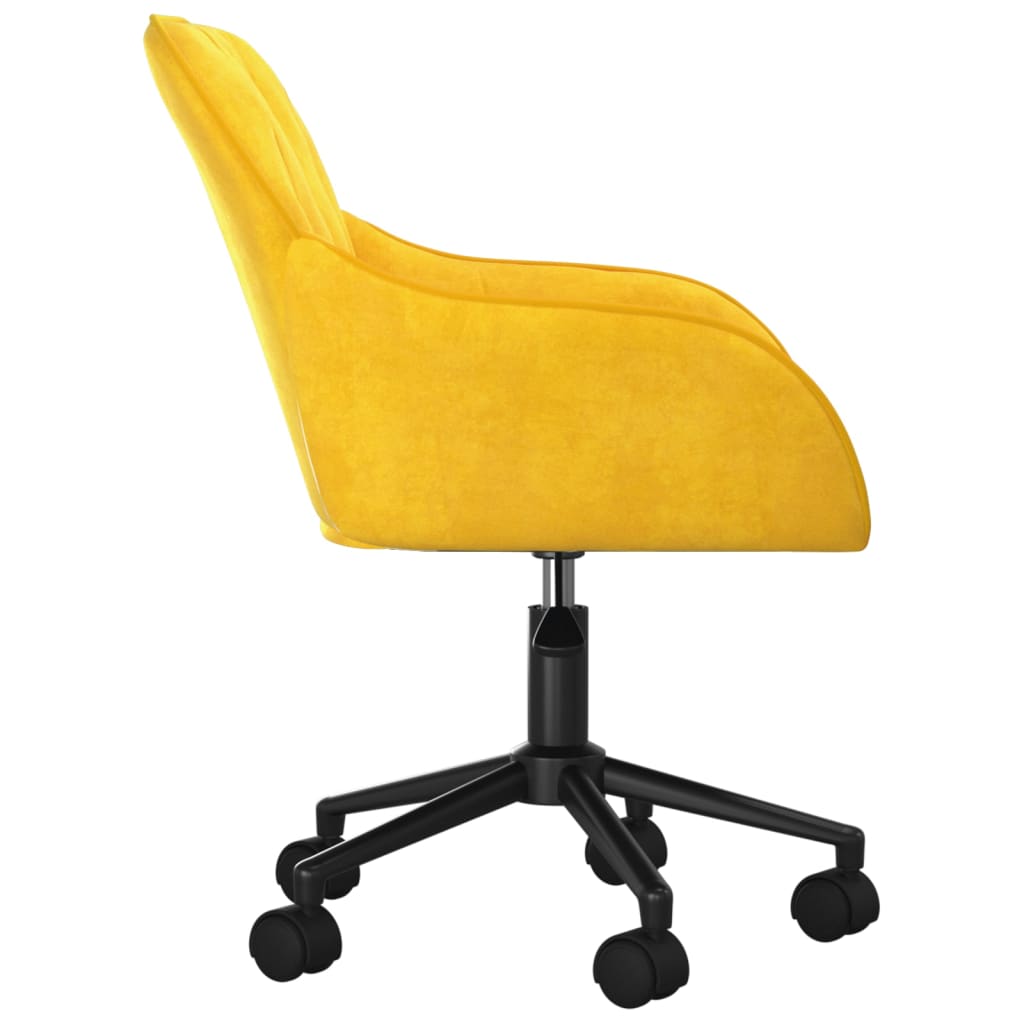 vidaXL Silla de oficina giratoria de terciopelo amarillo - Image 4