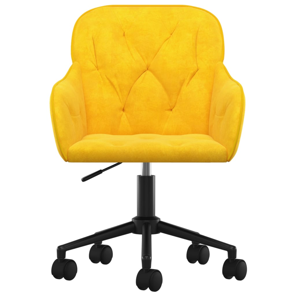vidaXL Silla de oficina giratoria de terciopelo amarillo - Image 3