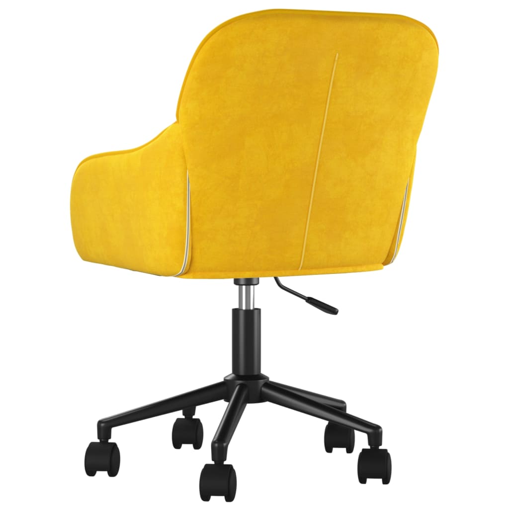 vidaXL Silla de oficina giratoria de terciopelo amarillo - Image 5