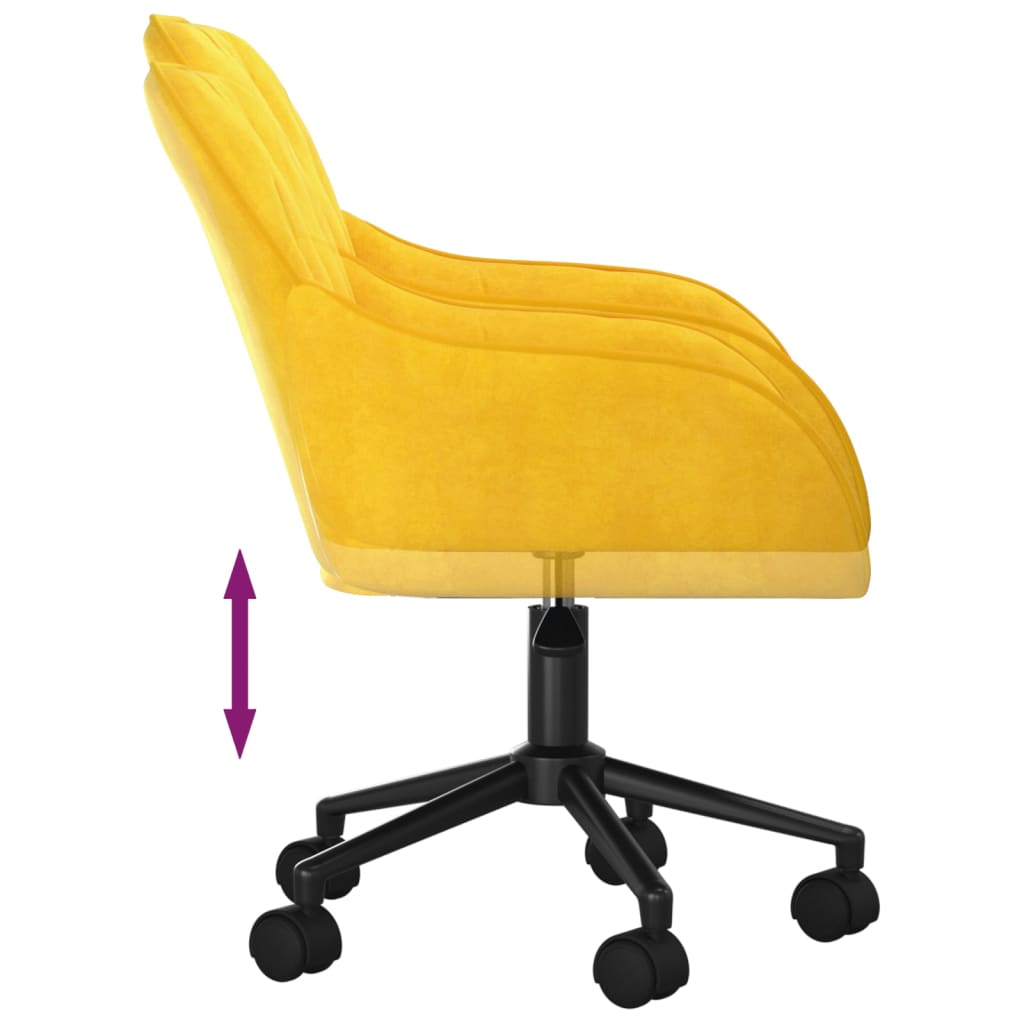 vidaXL Silla de oficina giratoria de terciopelo amarillo - Image 6
