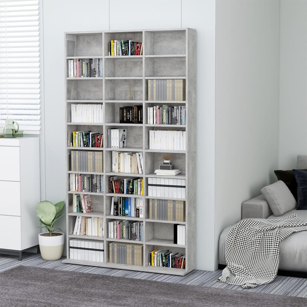 vidaXL Armario para CDs madera contrachapada gris 102x16x177,5 cm