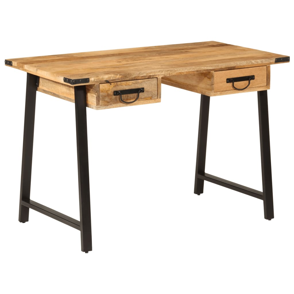 vidaXL Escritorio con cajones madera mango maciza y hierro 105x55x70cm