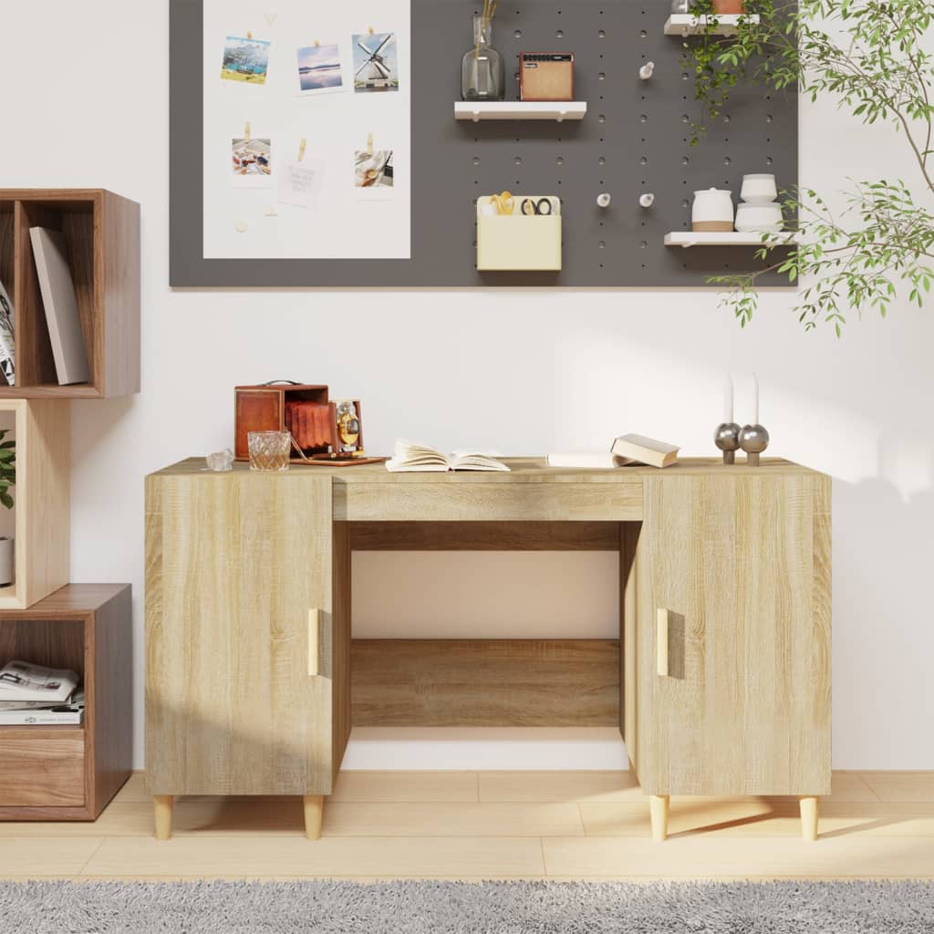 vidaXL Escritorio madera contrachapada roble Sonoma 140x50x75 cm
